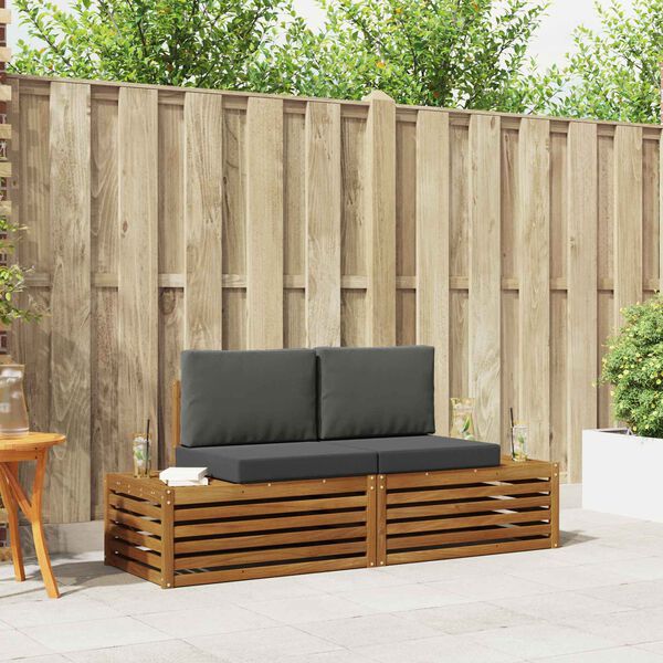 vidaXL Utomhussoffset med kudde 2 Stycke Naturlig och Antracit