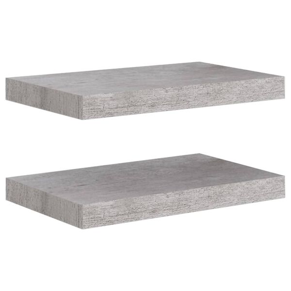 vidaXL Svävande vägghyllor 2 st betonggrå 40x23x3,8 cm MDF