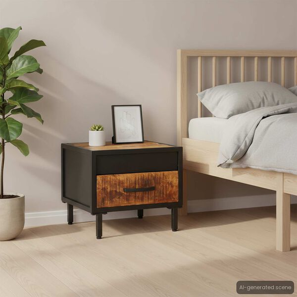 vidaXL Sängbord 40x40x35 cm grovt mangoträ