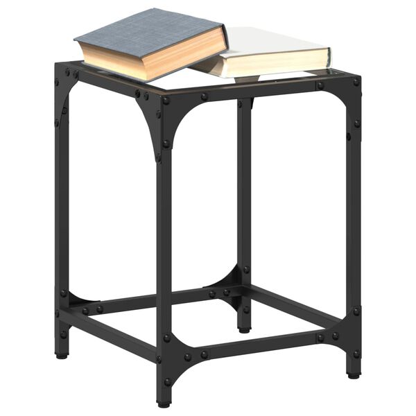 vidaXL Soffbord med transparent glasskiva 2 st 30x30x40 cm st&aring;l