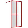 vidaXL Duschv&auml;gg med klart ESG-glas r&ouml;d 100x195 cm