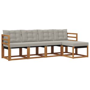 vidaXL Utomhussoffset med kudde 5 pcs Naturlig och Ljus Gr&aring;