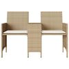 vidaXL Trädgårdssoffa 2-sits med bord och pallar beige konstrotting