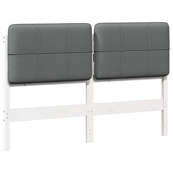 vidaXL Kl&auml;dd s&auml;nggavel Vit och ljusgr&aring; 160 cm Massiv furu