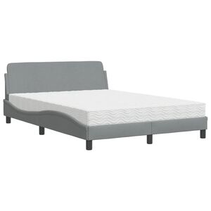 vidaXL Bed with Mattress "Dover" Light Grey 120x200 cm Fabric
