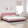vidaXL Bed Frame with LED without Mattress "Hanko" Pink 200x200 cm Velvet