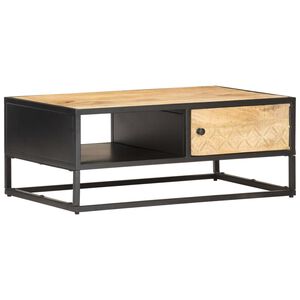 vidaXL S&auml;ngbord med snidad d&ouml;rr 90x55x36 cm grovt mangotr&auml;