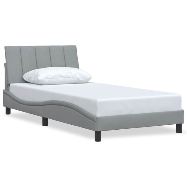 vidaXL Bed Frame without Mattress "Hanko" Light Grey 100x200 cm Fabric