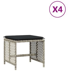 vidaXL Tr&auml;dg&aring;rdspallar med dynor 4 st ljusgr&aring; 41x41x36 cm konstrotting