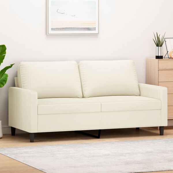 vidaXL Soffa 2-sits gr&auml;ddvit 140 cm sammet