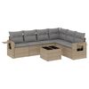 vidaXL Matgrupp f&ouml;r tr&auml;dg&aring;rden med dynor 7 delar beige konstrotting