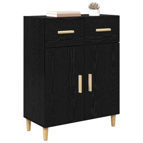 vidaXL Sideboard med l&aring;da Svart ek 34 x 69.5 x 89 cm Konstruerat tr&auml;