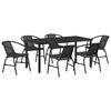 vidaXL Tr&auml;dg&aring;rdsm&ouml;belset 7 pcs Svart Pulverlackerat st&aring;l