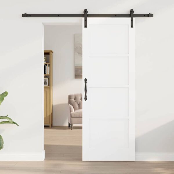 vidaXL Skjutd&ouml;rr Vit och svart 73,5 x 198,5 cm Massiv furu