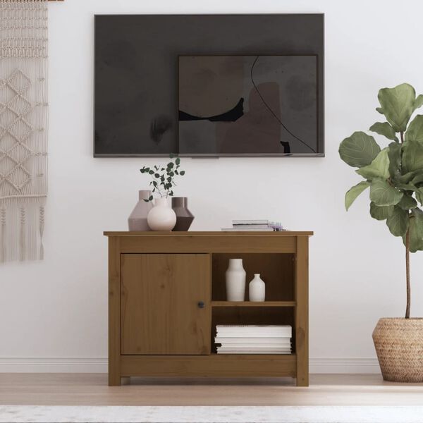 vidaXL Tv-b&auml;nk honungsbrun 70x36,5x52 cm massiv furu