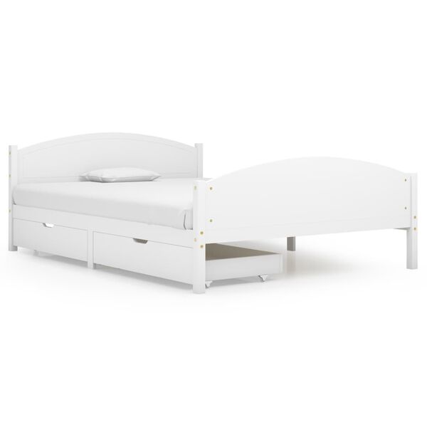 vidaXL S&auml;ngram med 2 l&aring;dor vit massiv furu 140x200 cm