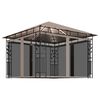 vidaXL Paviljong myggn&auml;t och ljusslinga LED 3x3x2,73 m taupe 180 g/m&sup2;