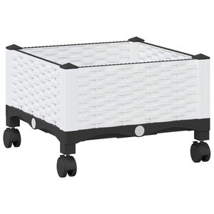 vidaXL Tr&auml;dg&aring;rdsplanterare med hjul Vit 40 x 40 x 33 cm PP
