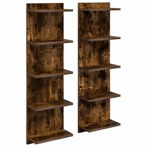 vidaXL V&auml;gg hylla 2 st R&ouml;kt ek 30 x 15 x 100 cm Konstruerat tr&auml;