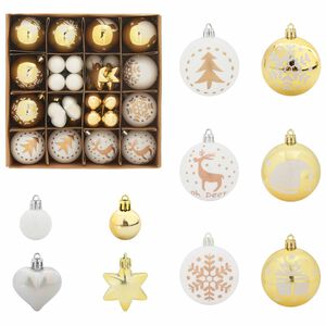 vidaXL Julprydnad Set 40 st Vit och guld &Oslash; 6 cm Plast