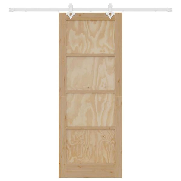 vidaXL Skjutdörr Brun 78 x 202 cm Massiv furu