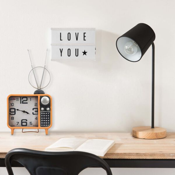 vidaXL Bordsklocka orange och svart 25x11x48 cm j&auml;rn och MDF