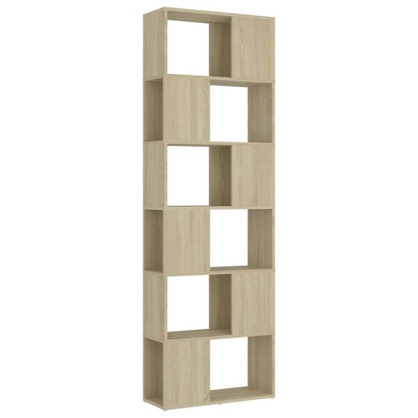 vidaXL Bokhylla/Rumsavdelare sonoma-ek 60x24x186 cm konstruerat trä