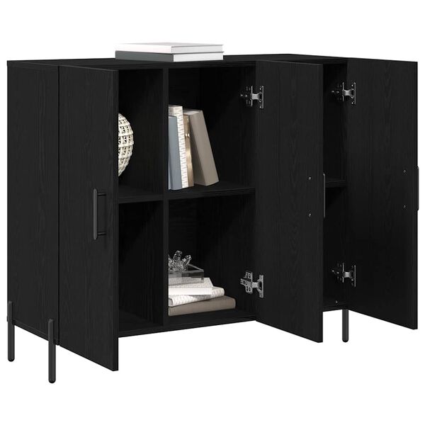 vidaXL Sideboard Svart Ek 90 x 34 x 80 cm Konstruerat tr&auml;