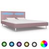 vidaXL S&auml;ngram med LEDs utan madrass rosa tyg 180x200 cm