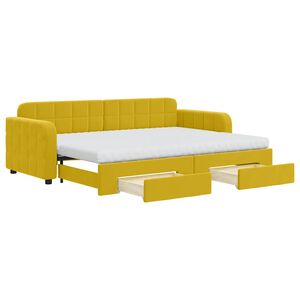vidaXL Dagb&auml;dd utdragbar med l&aring;dor gul 80x200 cm sammet
