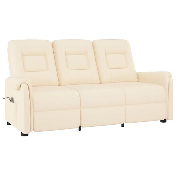 vidaXL Massagefåtölj 3-sits gräddvit konstläder