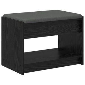 vidaXL Hallb&auml;nk Svart Ek 63 x 38 x 45 cm Konstruerat Tr&auml; och Tyg