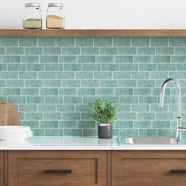 vidaXL Subwaytile 10 pcs Grågrön 29.4 x 21.4 cm Polyuretan och PET