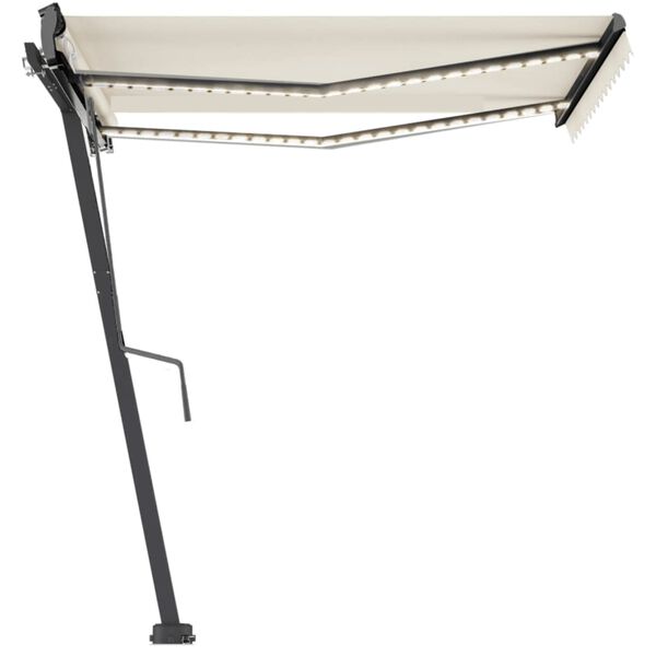 vidaXL Frist&aring;ende markis automatisk 350x250 cm gr&auml;ddvit