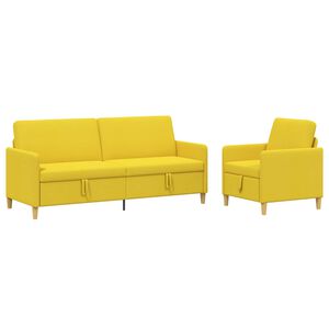 vidaXL Soffgrupp med f&ouml;rvaring 2 st Ljusgul Polyester