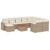 vidaXL Loungegrupp f&ouml;r tr&auml;dg&aring;rden m. dynor 11 delar beige konstrotting