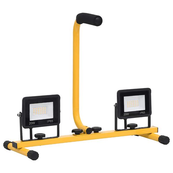 vidaXL Strålkastare med handtag 2x20 W LED kallvit