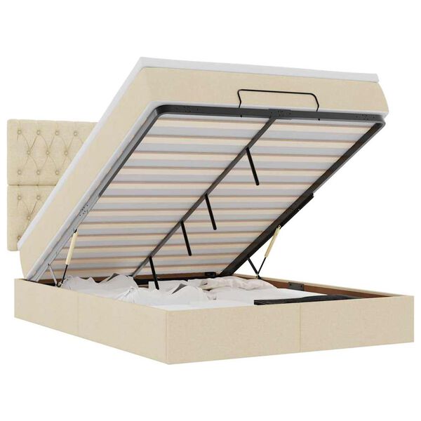 vidaXL Ottoman s&auml;ngram med madrass gr&auml;ddvit 140x190 cm tyg