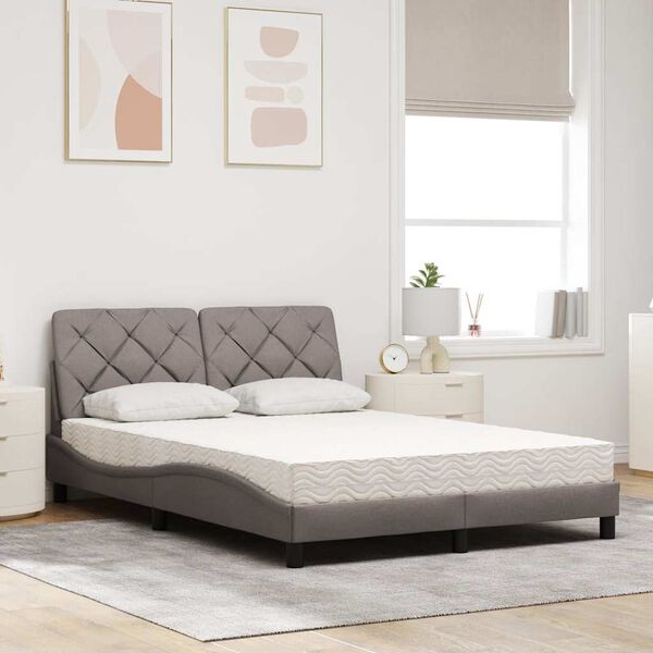 vidaXL Bed with Mattress Taupe 120x200 cm Fabric