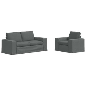 vidaXL Soffset 2 pcs M&ouml;rkgr&aring; 182 x 80 x 82 cm tyg