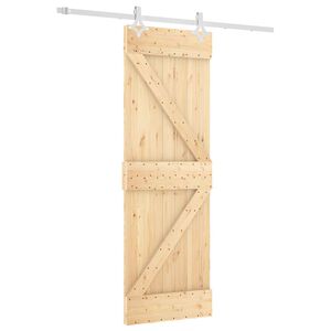 vidaXL Skjutd&ouml;rr Naturlig och vit 70 x 210 cm Massiv furutr&auml;d&ouml;rr