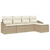 vidaXL Soffset med kudde 5 pcs Beige och gr&auml;ddf&auml;rgad konstrotting