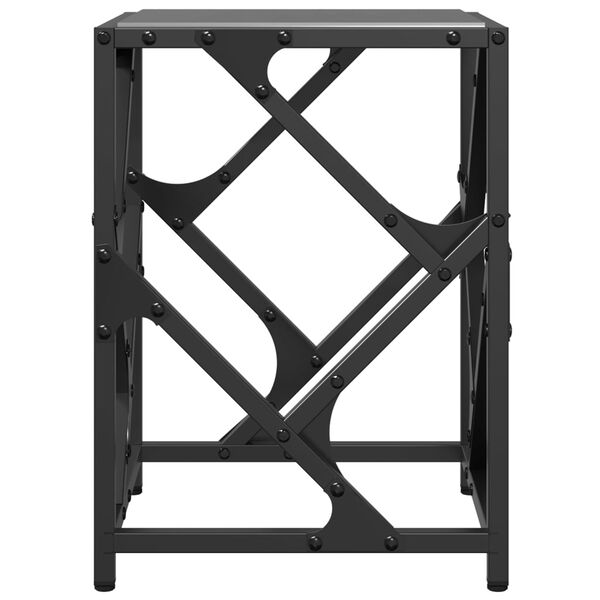 vidaXL Soffbord med svart glasskiva 30x30x41 cm stål