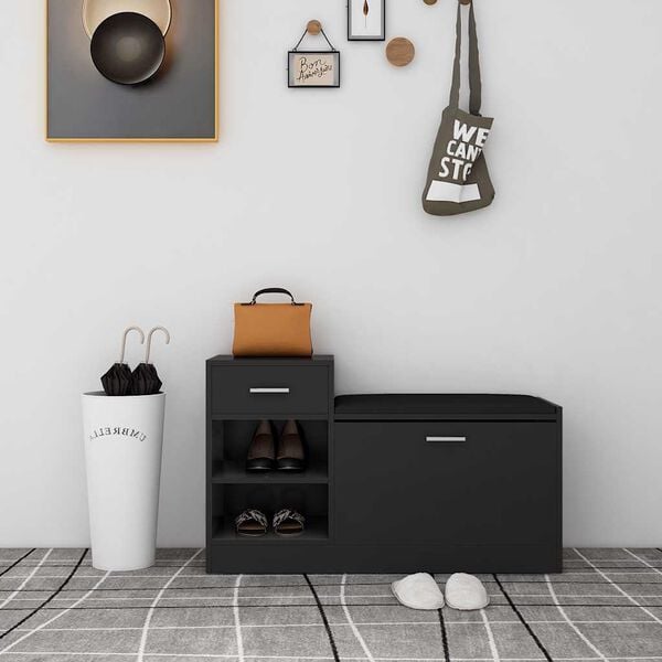 vidaXL Skob&auml;nk svart 94,5x31x57 cm konstruerat tr&auml;