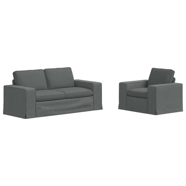 vidaXL Soffa 2 pcs M&ouml;rkgr&aring; 182 x 80 x 82 cm tyg