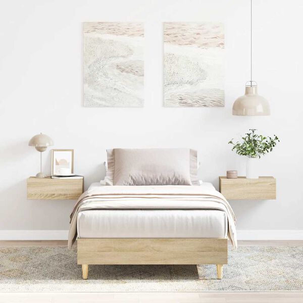 vidaXL Sängram utan madrass Sonoma ek 100x200 cm konstruerat trä