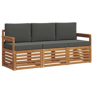 vidaXL Soffgrupper 3 pcs Naturlig och Antracit Massivt Akaciatr&auml;