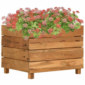 vidaXL Bloml&aring;da upph&ouml;jd 50x40x38 cm &aring;tervunnet teaktr&auml; och st&aring;l