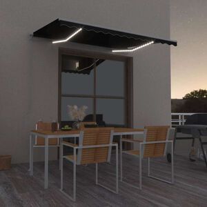 vidaXL Markis manuellt inf&auml;llbar med LED 350x250 cm antracit