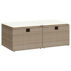 vidaXL Tr&auml;dg&aring;rdssoffset med dynor 2 delar beige konstrotting akaciatr&auml;